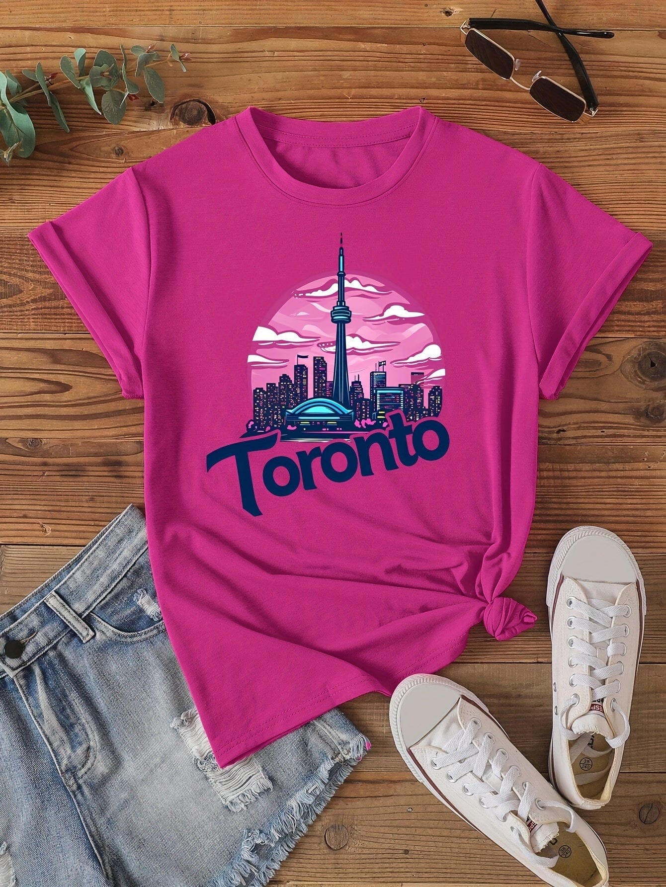 Alphabet Print Casual Crew Neck T-shirt for Women