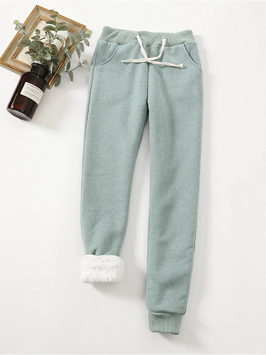 Cozy High-Waisted Fleece Sweatpants for Women, Ideal for Fall and Winter
