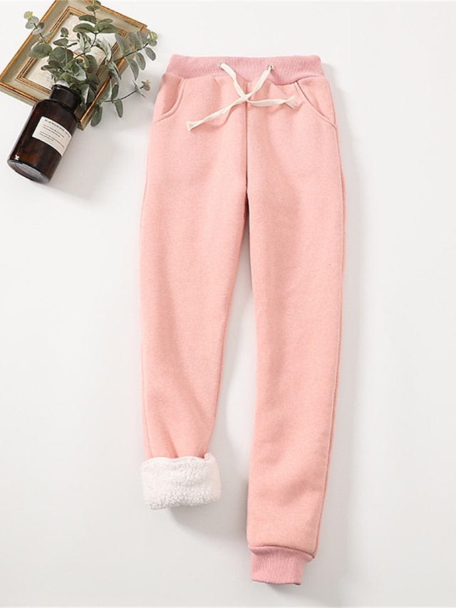 Cozy High-Waisted Fleece Sweatpants for Women, Ideal for Fall and Winter
