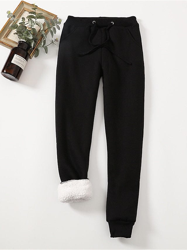 Cozy High-Waisted Fleece Sweatpants for Women, Ideal for Fall and Winter