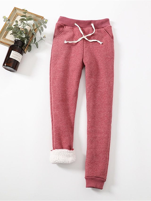 Cozy High-Waisted Fleece Sweatpants for Women, Ideal for Fall and Winter