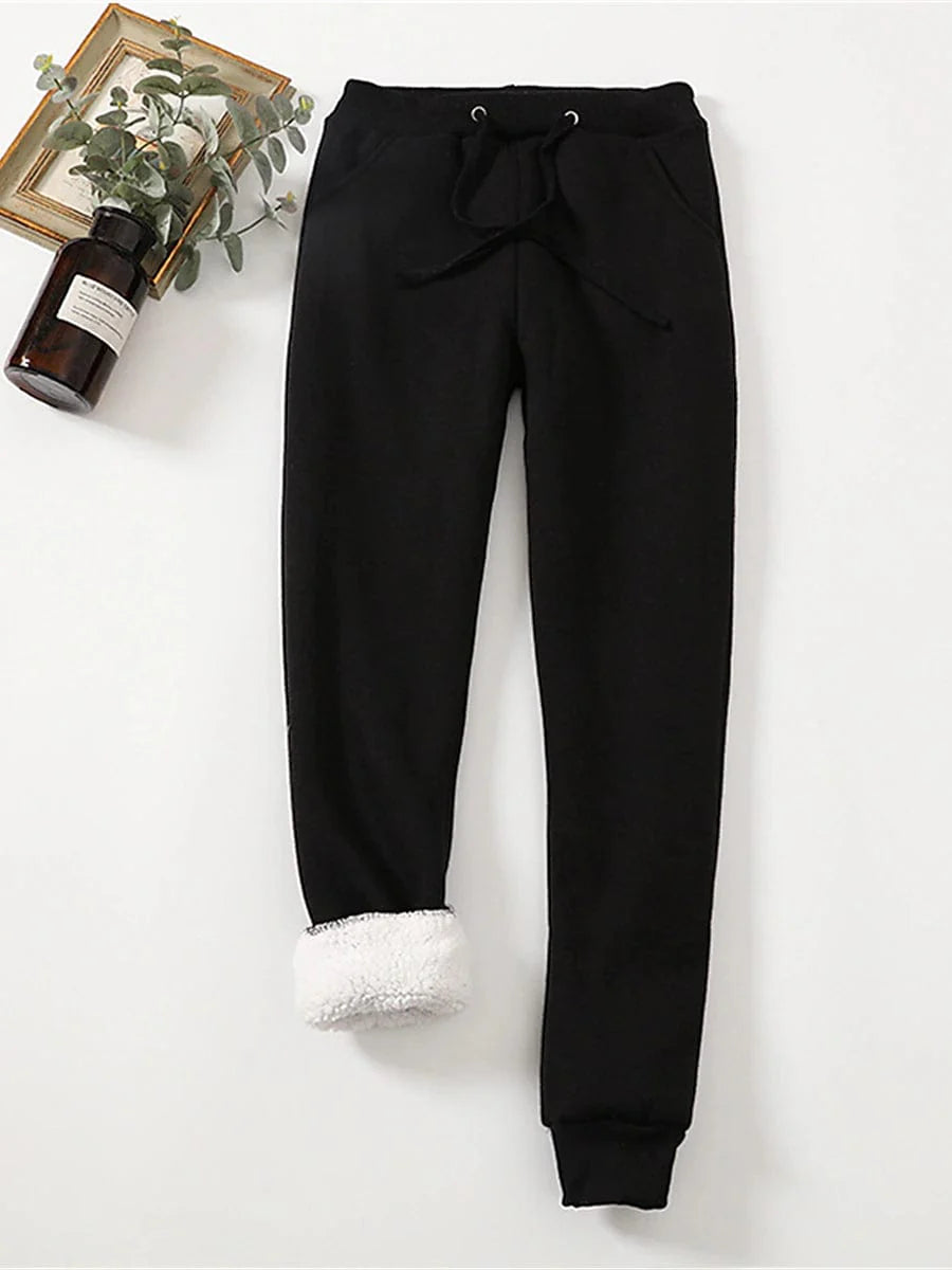 Cozy High-Waisted Fleece Sweatpants for Women, Ideal for Fall and Winter