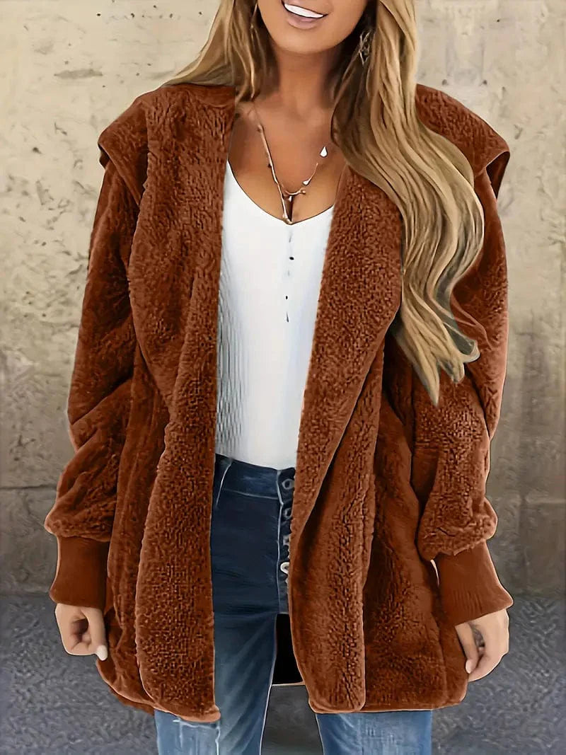 Cozy Hooded Teddy Coat for Fall & Winter, Women's Outerwear