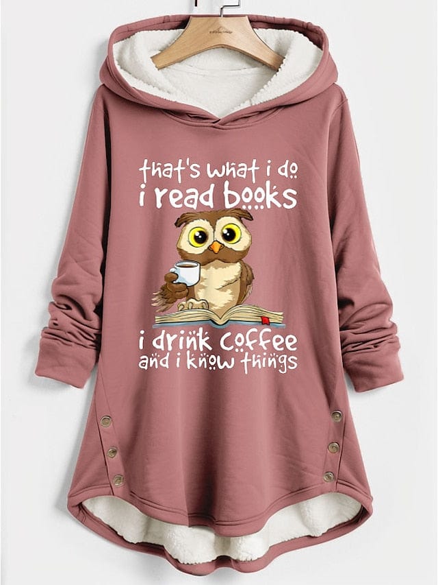 Cozy Women's Fleece-Lined Hoodie Sweatshirt with Fun Graphic Print