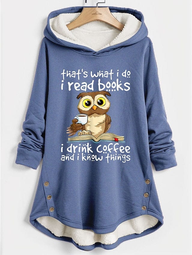 Cozy Women's Fleece-Lined Hoodie Sweatshirt with Fun Graphic Print