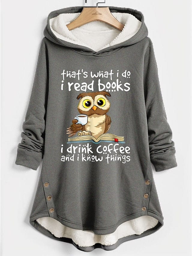 Cozy Women's Fleece-Lined Hoodie Sweatshirt with Fun Graphic Print