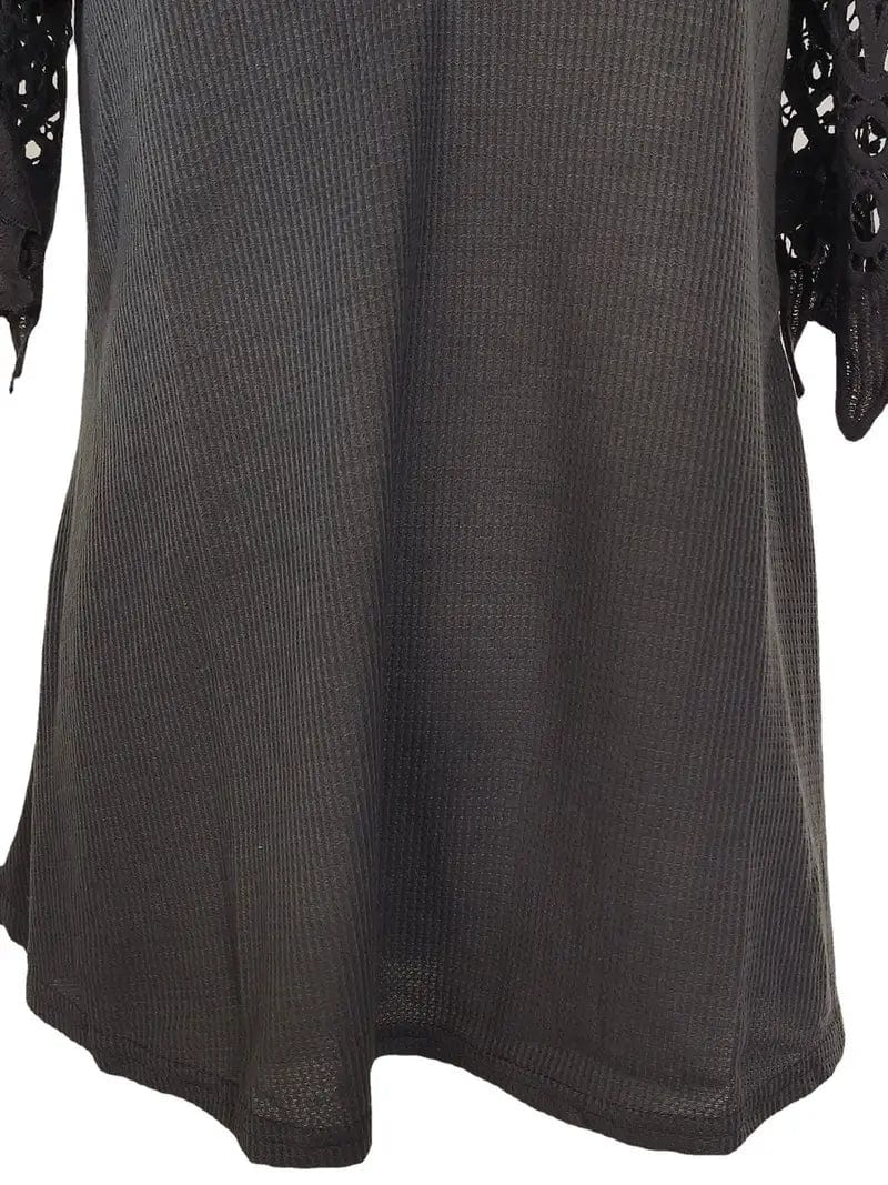 Zipper Detail Cold Shoulder Lace Top, Stylish V Neck Short Sleeve T-Shirt, Everyday Casual Women's Top