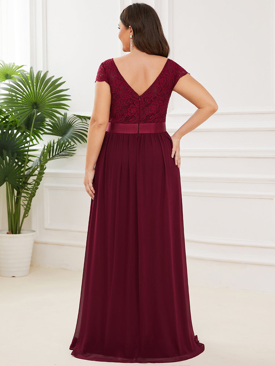 A-line Deep V-neck Bridesmaid Dress with Sleeves