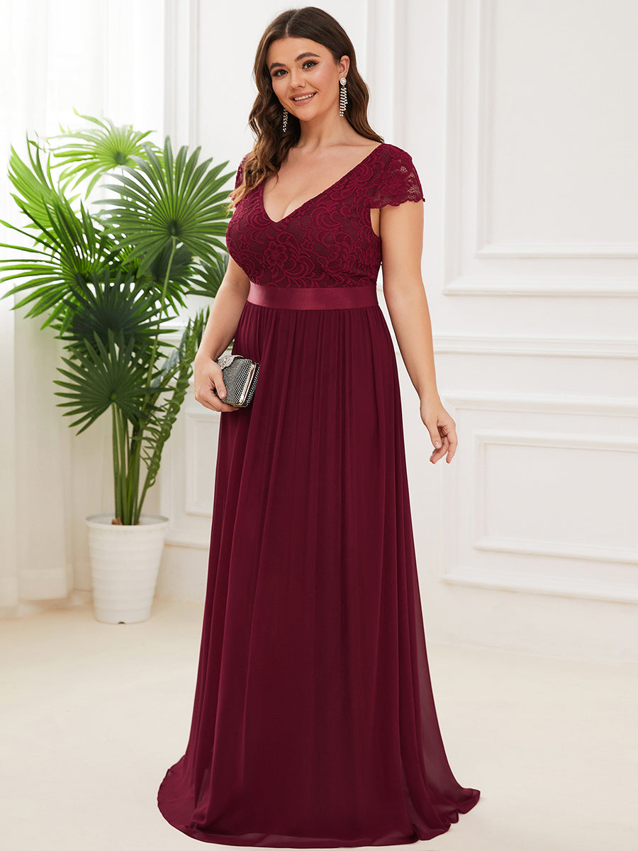 A-line Deep V-neck Bridesmaid Dress with Sleeves