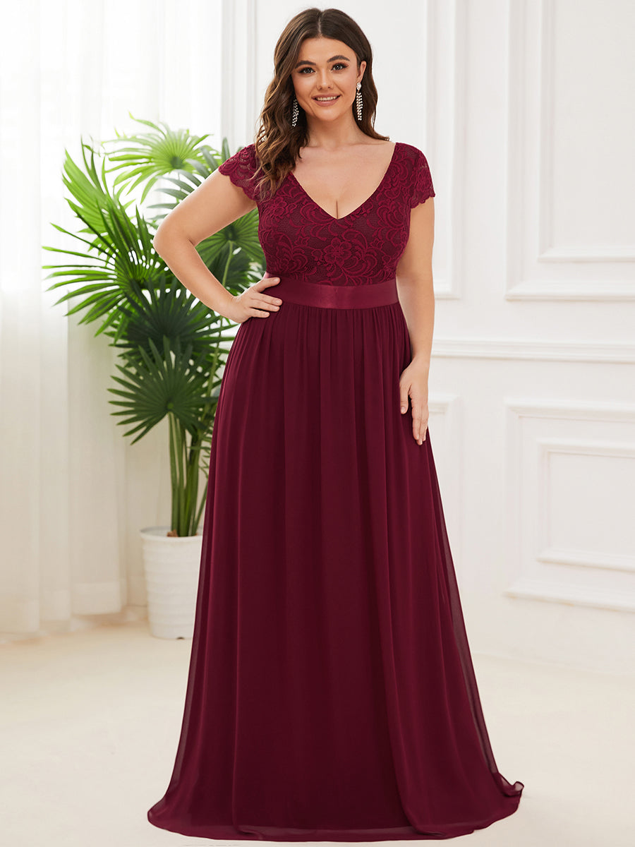 A-line Deep V-neck Bridesmaid Dress with Sleeves