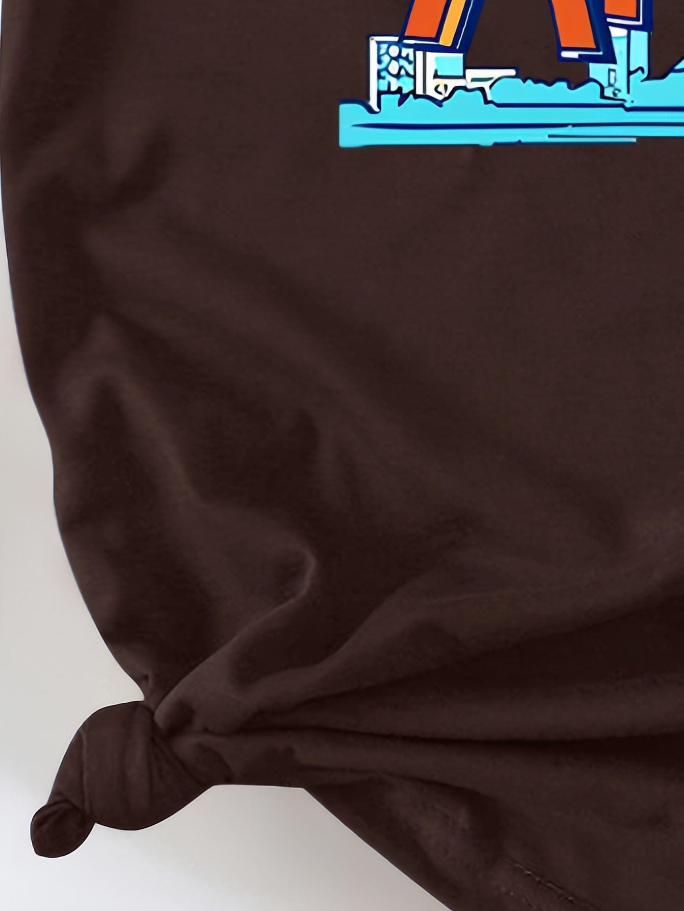 Alphabets & Cityscape Print Crew Neck Top