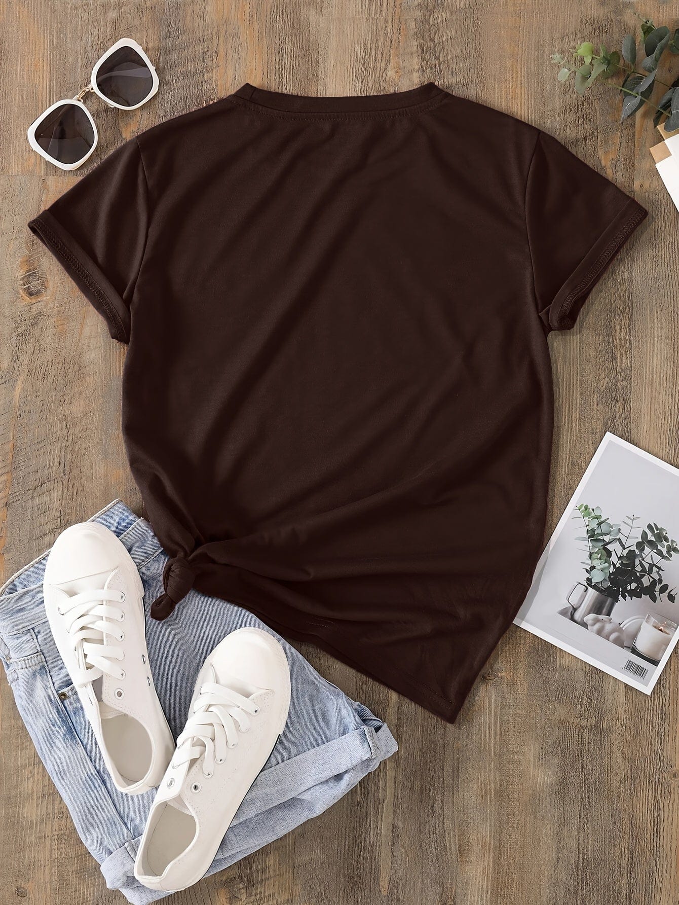 Alphabets & Cityscape Print Crew Neck Top