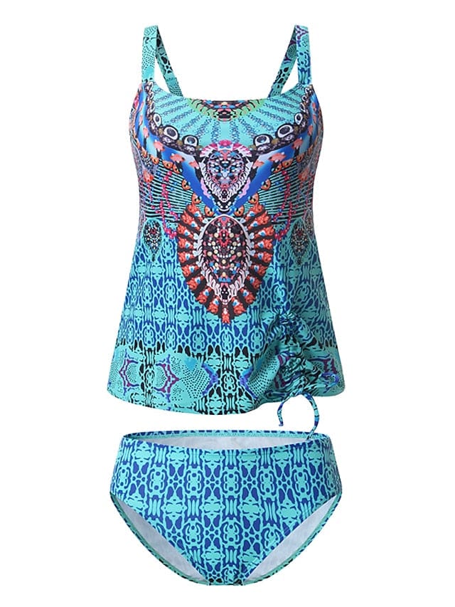 **Elevate Your Beach Look with Women's 2 Piece Printing Tankini Swimsuit**