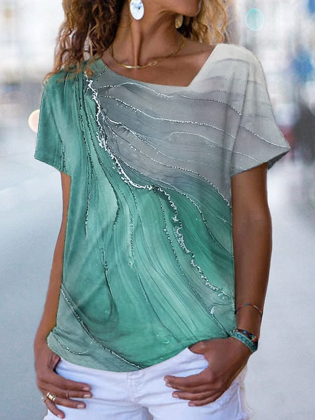 Abstract Painting Women's Graphic Print V Neck T Shirt
