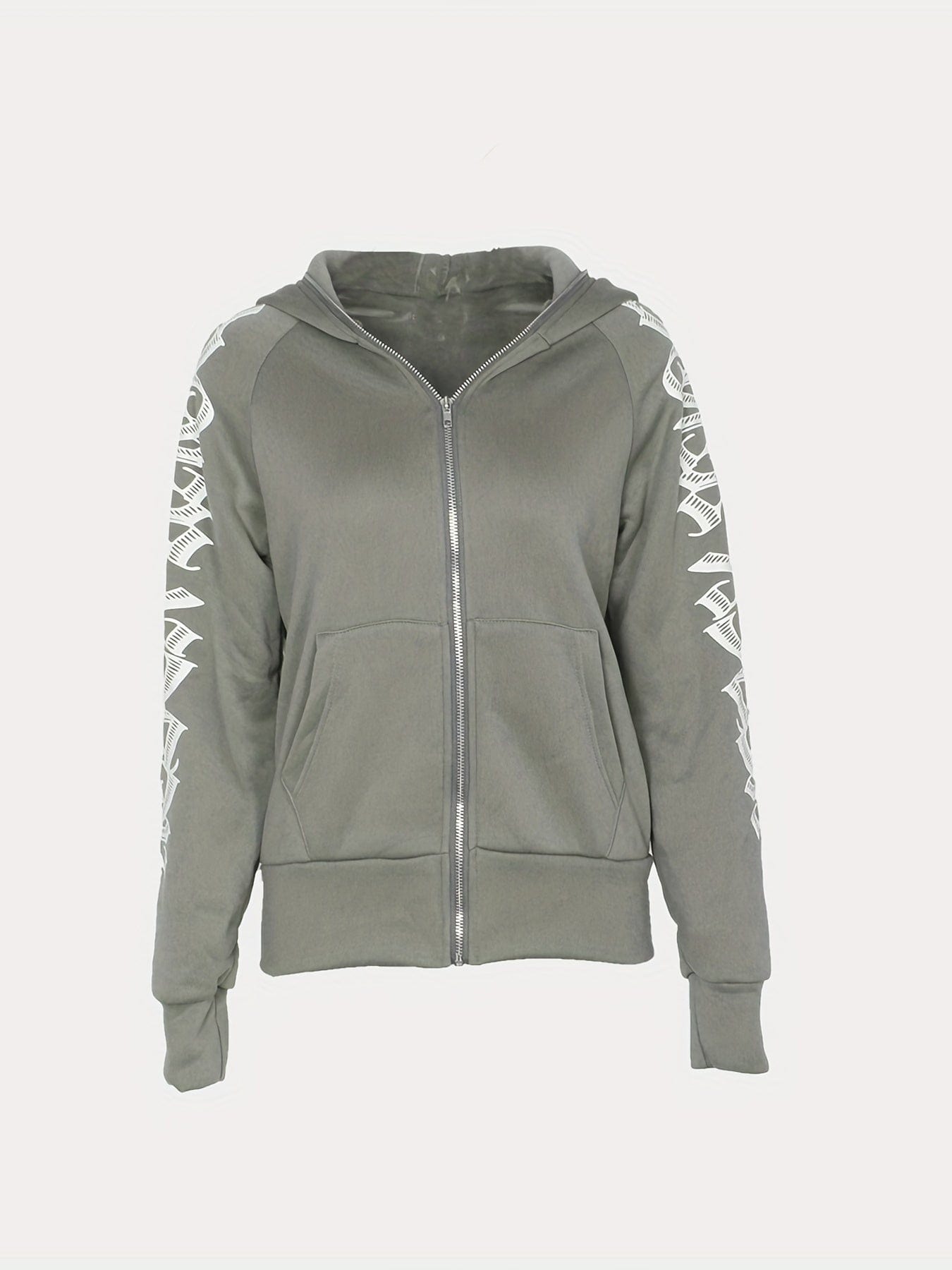 Y2K Style Letter Graphic Zip Up Long Sleeve Sports Hoodie