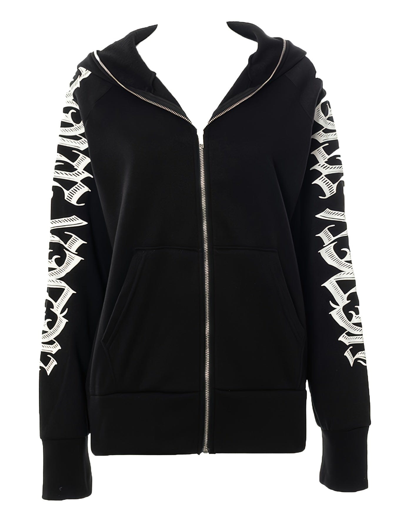 Y2K Style Letter Graphic Zip Up Long Sleeve Sports Hoodie