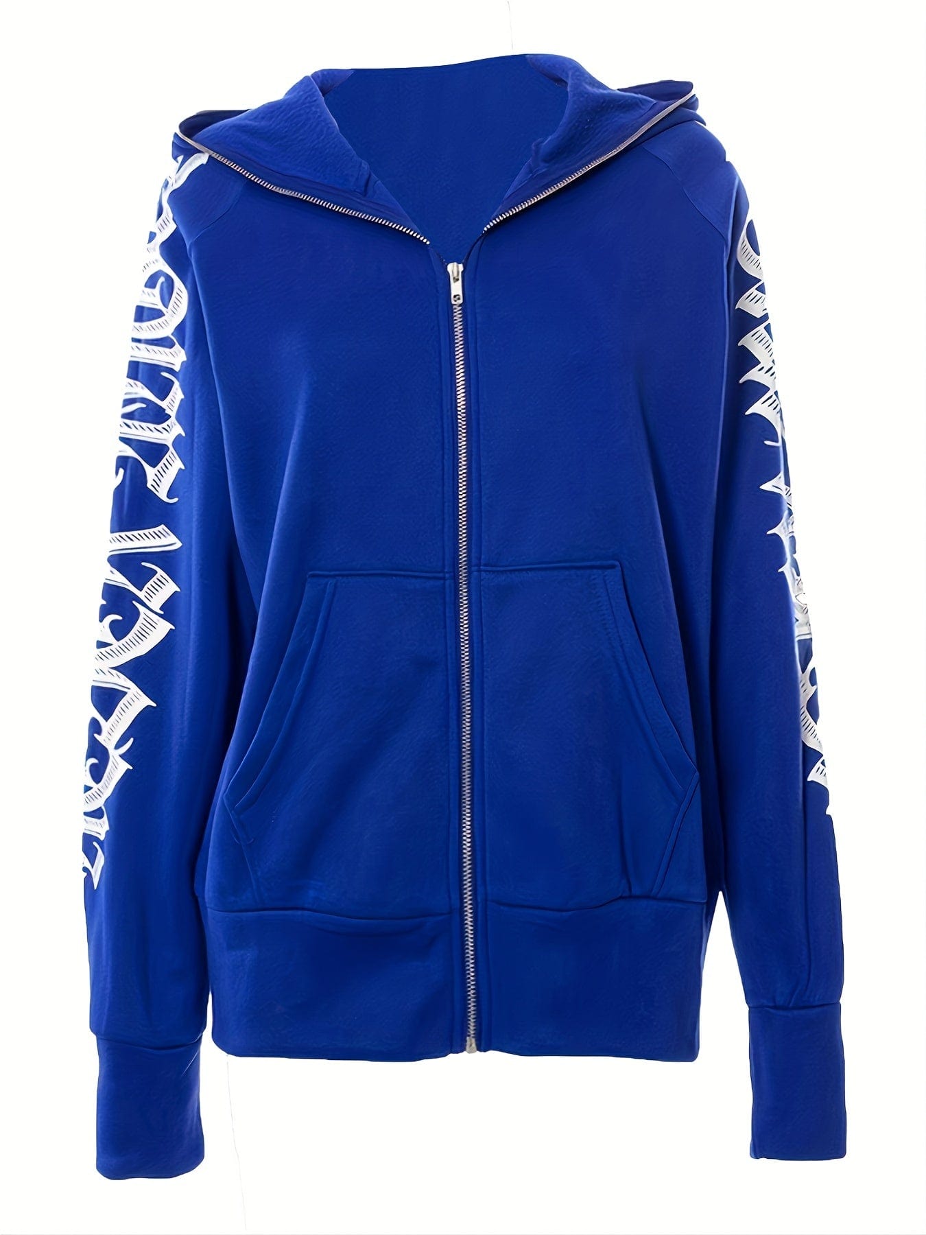 Y2K Style Letter Graphic Zip Up Long Sleeve Sports Hoodie
