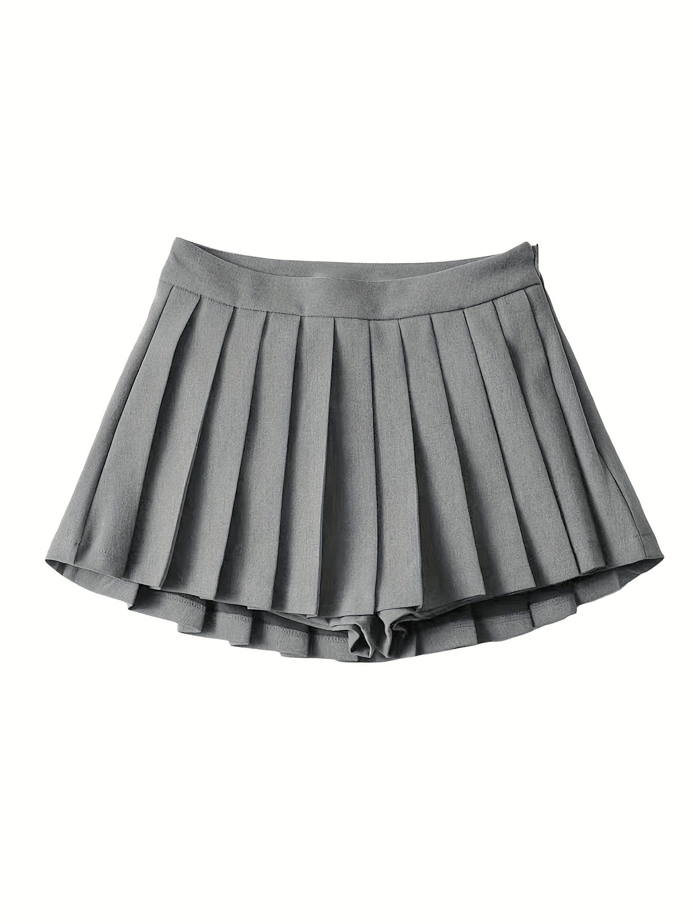 Y2K Style Solid Pleated Mid Waist Mini Dress