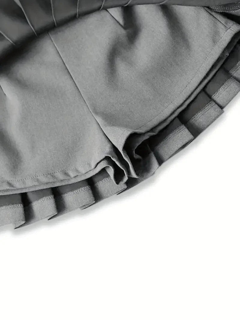Y2K Style Solid Pleated Mid Waist Mini Dress