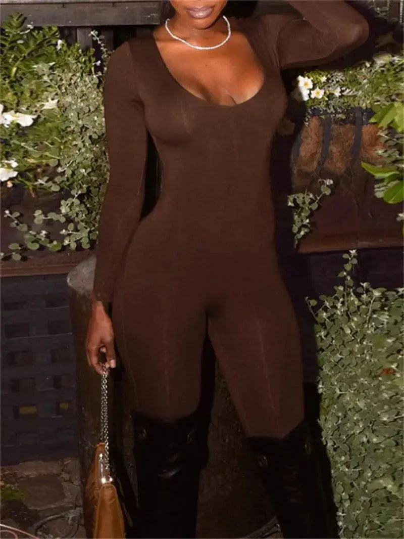 Yoga Skinny Seamless Crew Neck Bodycon Jumpsuit