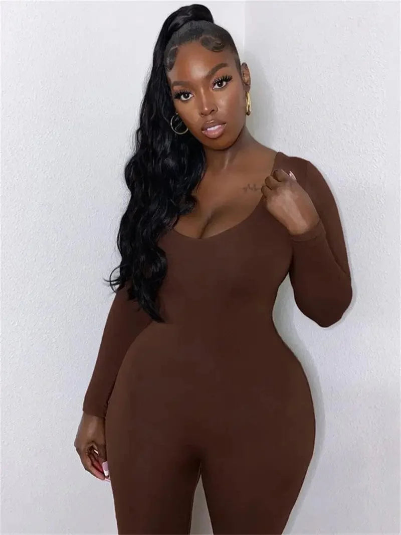 Yoga Skinny Seamless Crew Neck Bodycon Jumpsuit