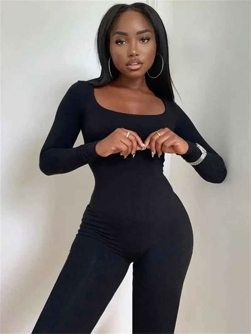 Yoga Skinny Seamless Crew Neck Bodycon Jumpsuit