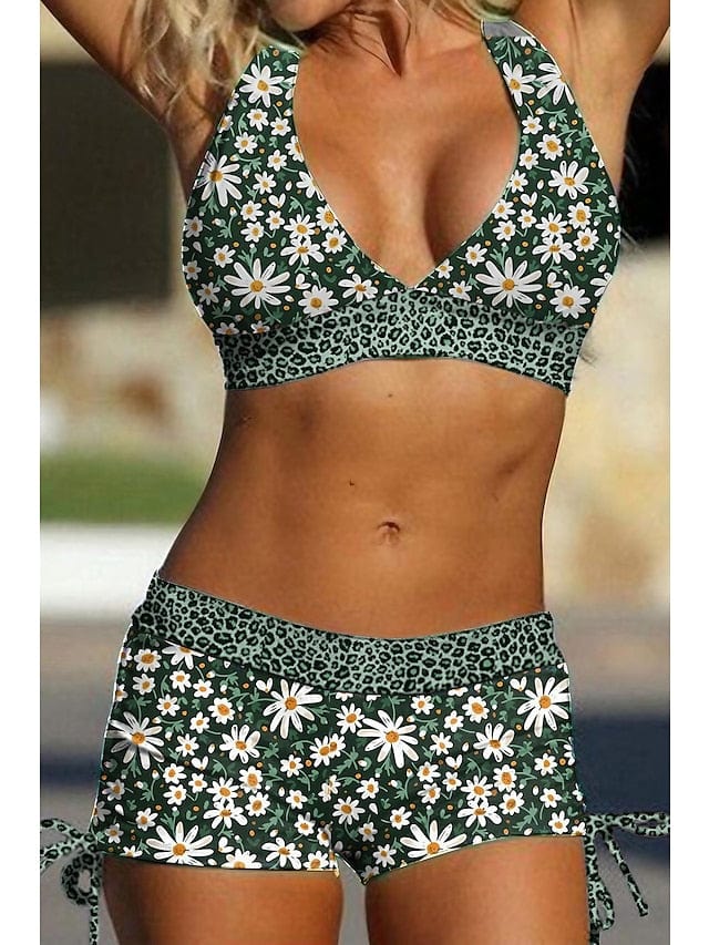 Leopard Print Halter Bikini Set for Women