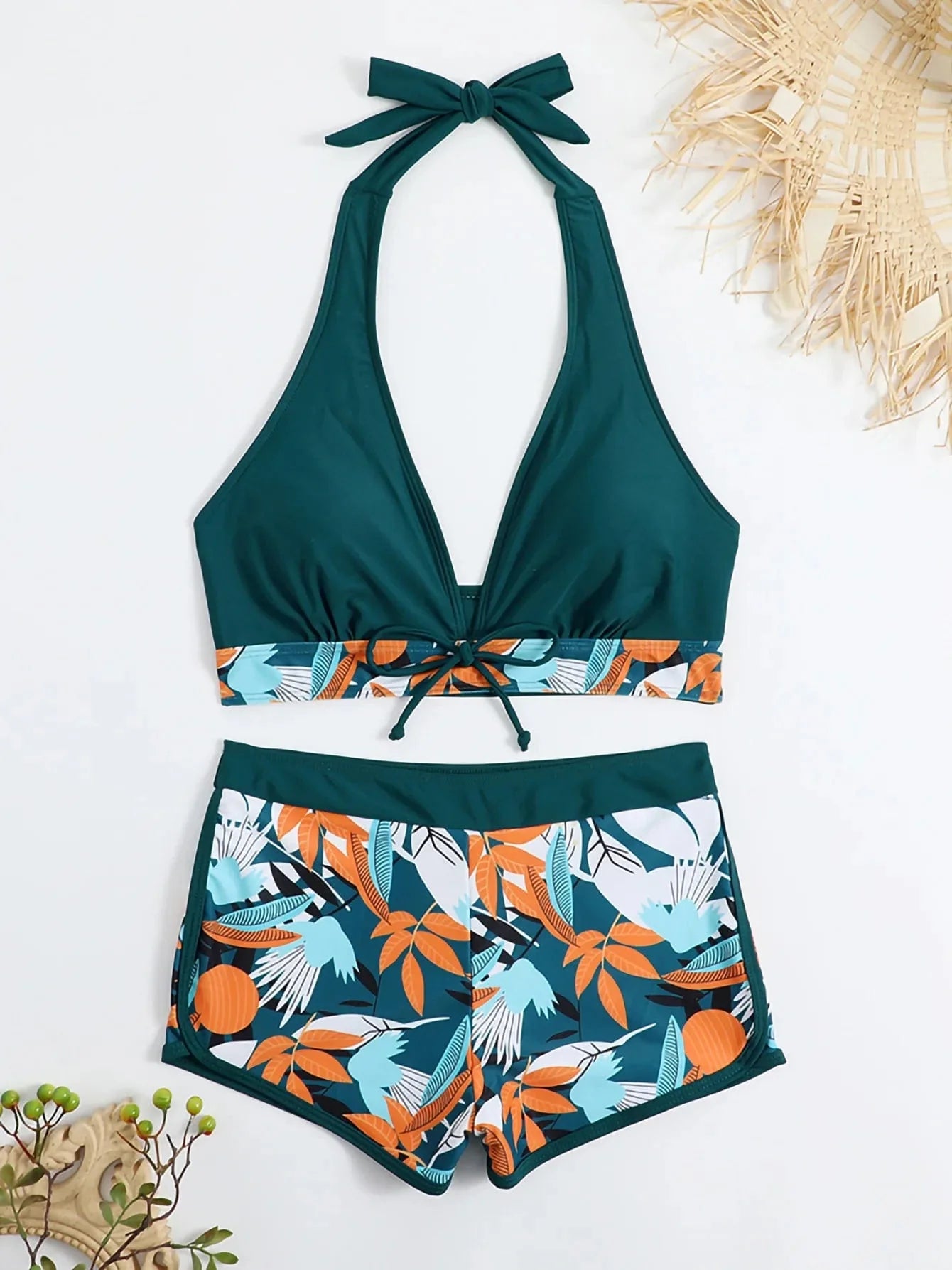 New Women's Bikini Sexy Split High Waist Swimsuit Lace Printed Solid Color Swimwear Women Bathing Suit