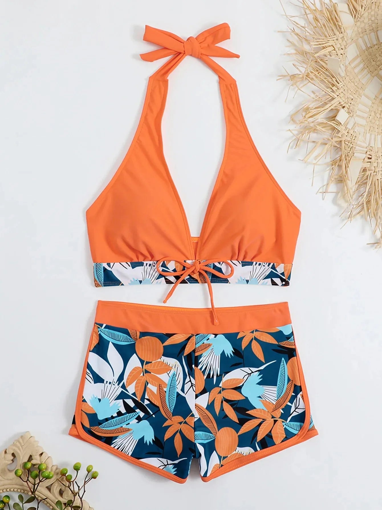 New Women's Bikini Sexy Split High Waist Swimsuit Lace Printed Solid Color Swimwear Women Bathing Suit