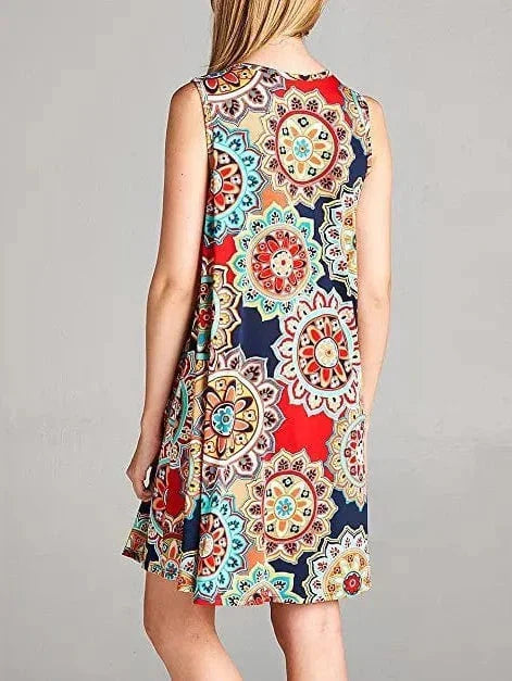 New Women Summer Dress Fashion Floral Print Sleeveless Dresses Casual Dresses Female Robe 50 Colors Vestidos Midi Sundress