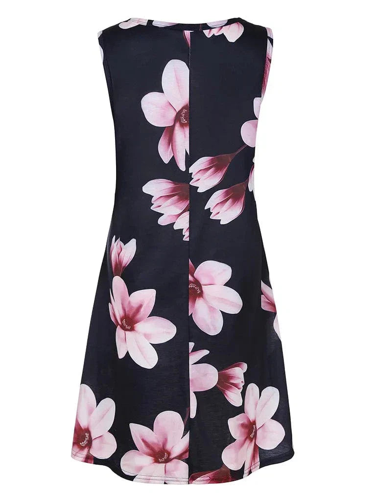 New Women Summer Dress Fashion Floral Print Sleeveless Dresses Casual Dresses Female Robe 50 Colors Vestidos Midi Sundress