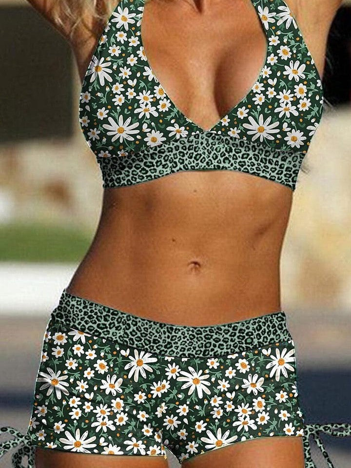 Leopard Print Halter Bikini Set for Women