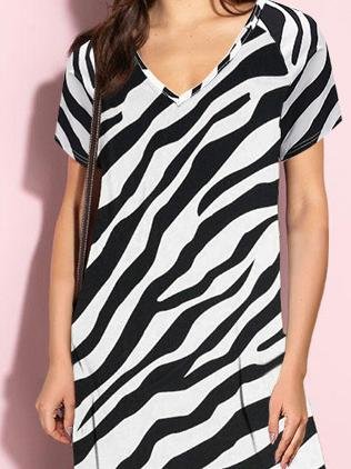 Zebra Print V-neck Open Back Dress