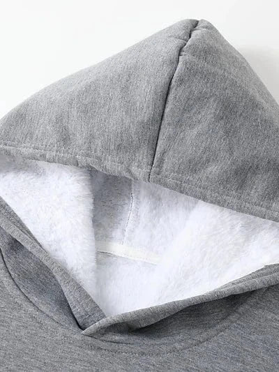Hoodie Sweatshirt Pullover with Sherpa Fleece Lining and Dog Letter Print