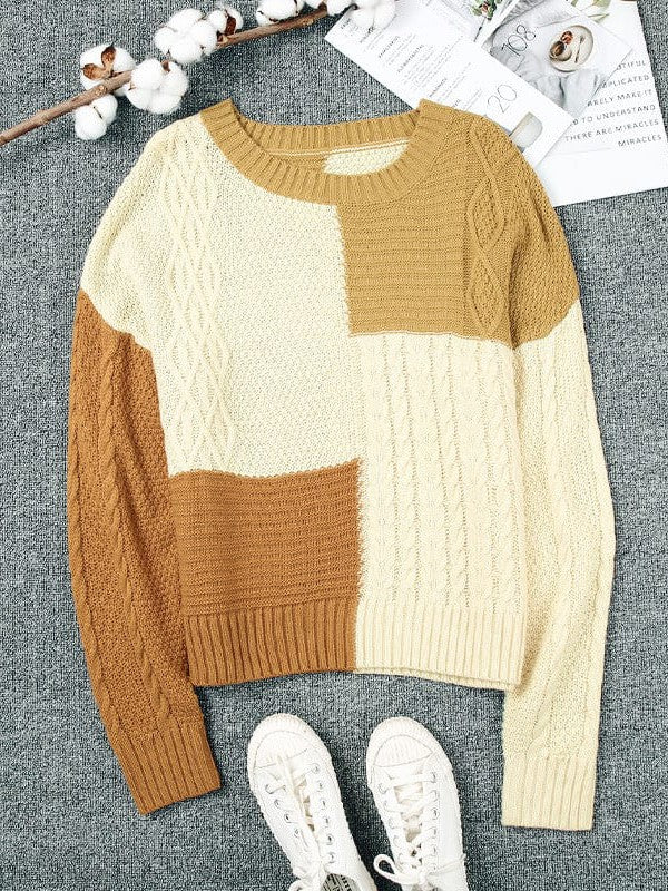 Women's Casual Round Neck Sweater - Long Sleeve Knit Top
