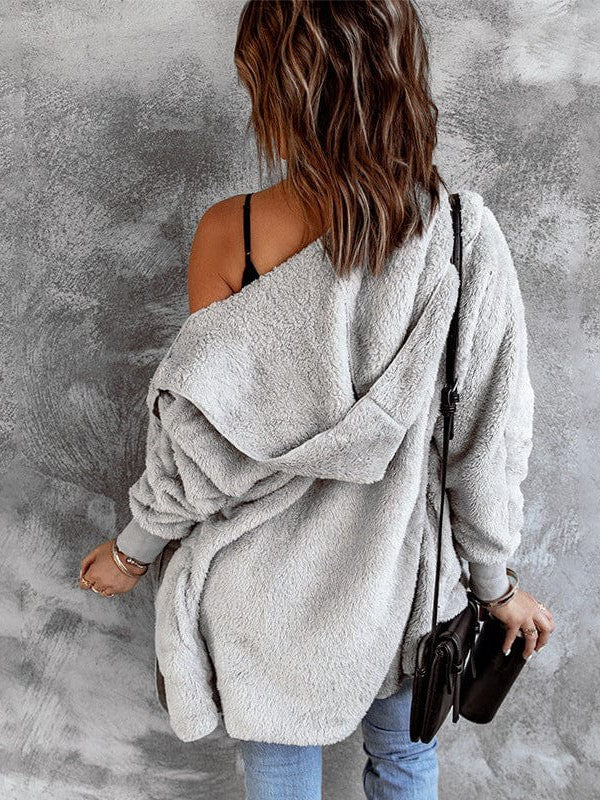 Women's Cozy Hooded Cardigan in Various Colors and Large Sizes