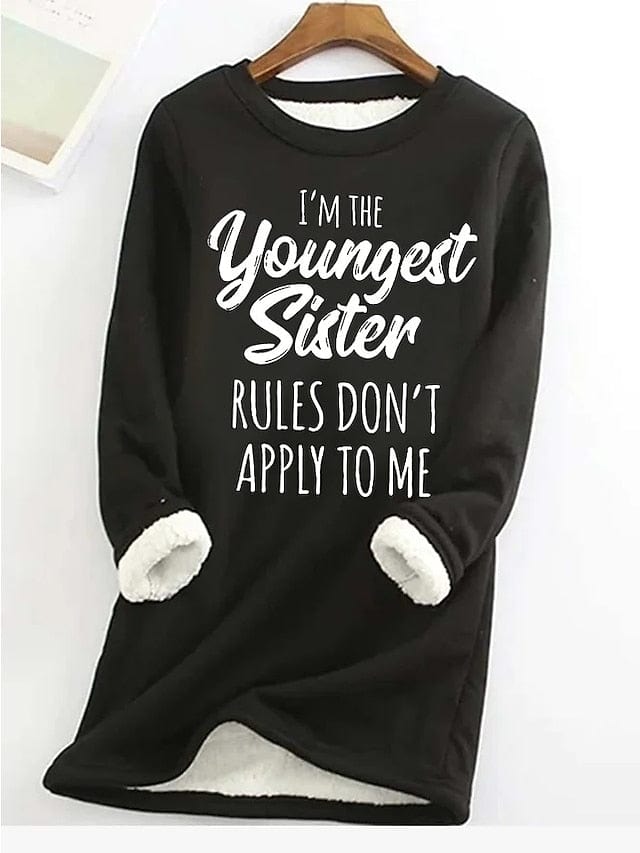 Women's Cozy Sherpa Fleece Lined Letter Sweatshirt Pullover