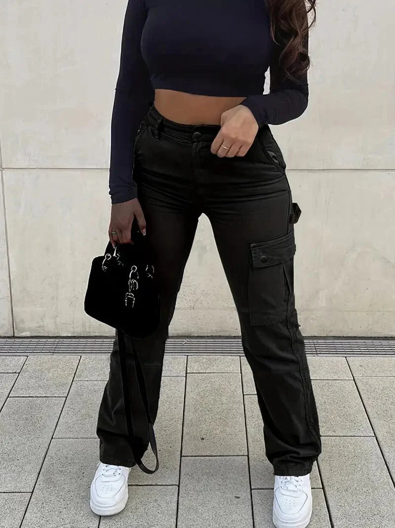 Y2K Style High Waist Loose Straight Cargo Pants