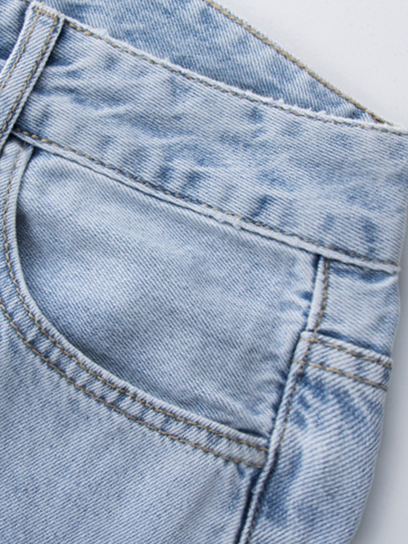 Y2K Style Long Plicated Hem Cargo Denim Jeans