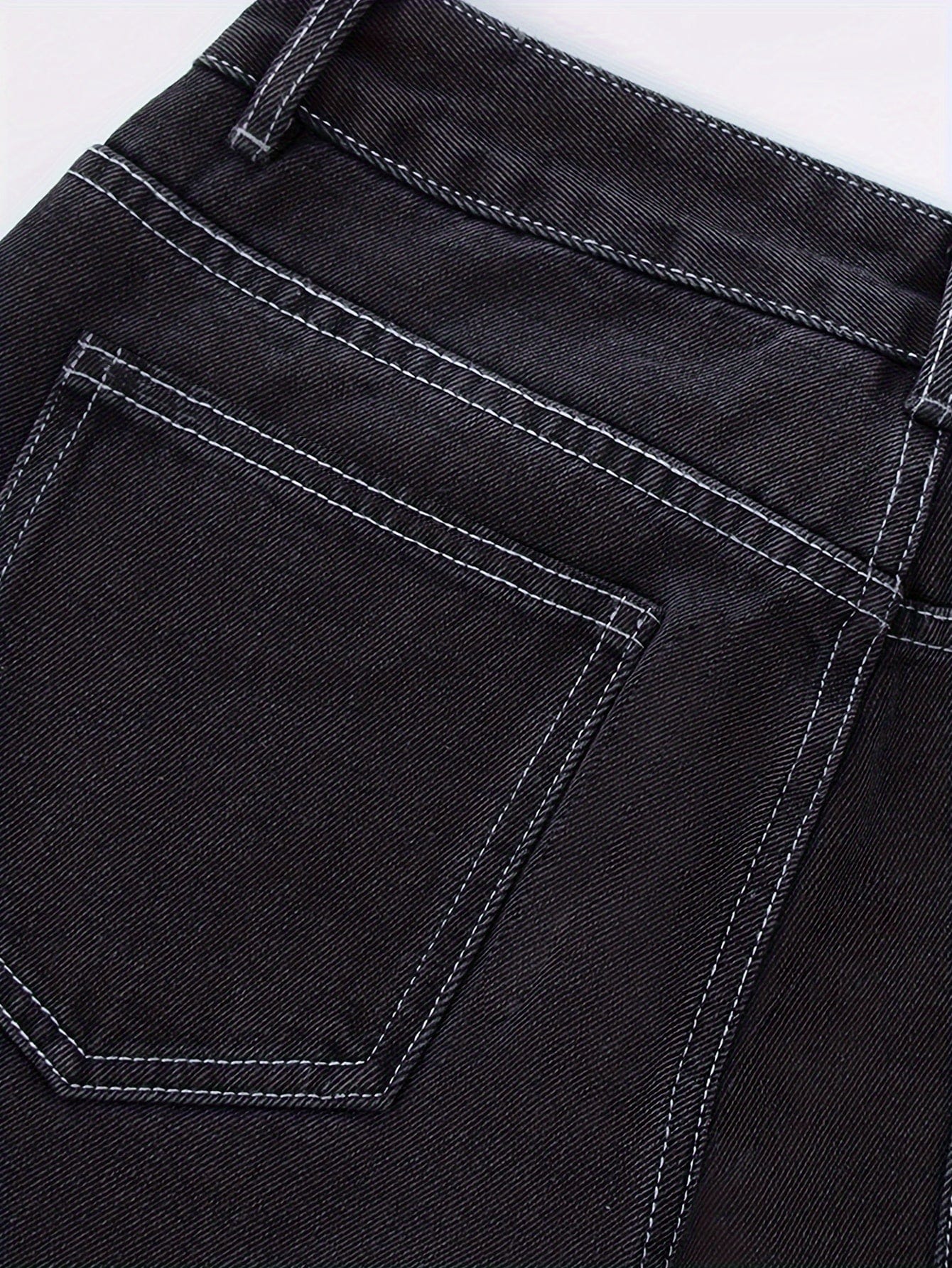 Y2K Style Long Plicated Hem Cargo Denim Jeans