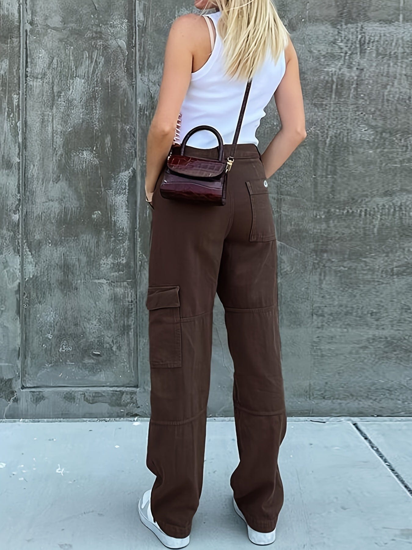 Y2K Vintage Style Square Pocket Loose Wide Leg Cargo Pants
