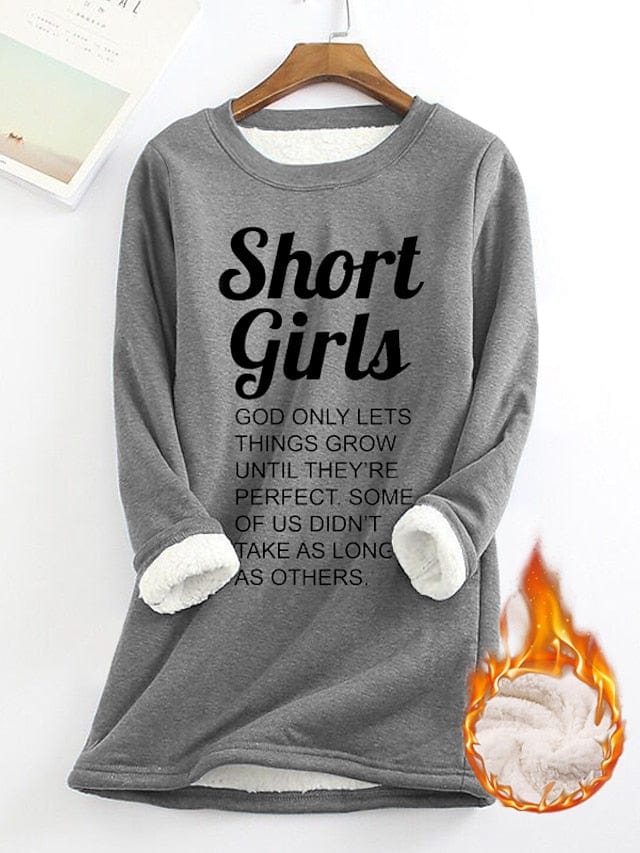Yellow Pink Dark Pink Sherpa Fleece Lined Letter Print Women's Sweatshirt