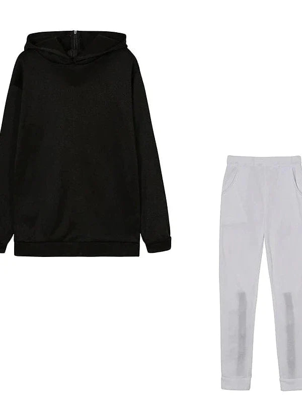 Zipper Detail Letter Design Women's Sweatshirt and Track Pants Set