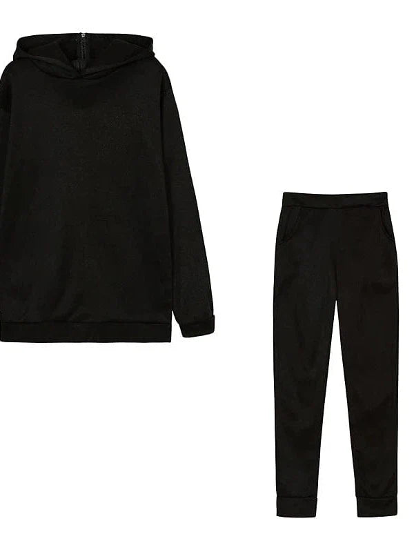 Zipper Detail Letter Design Women's Sweatshirt and Track Pants Set