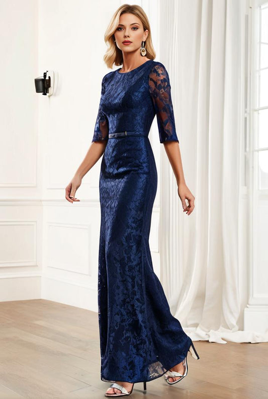 3 4 sleeve bodycon plunging back sequin evening dress 100001