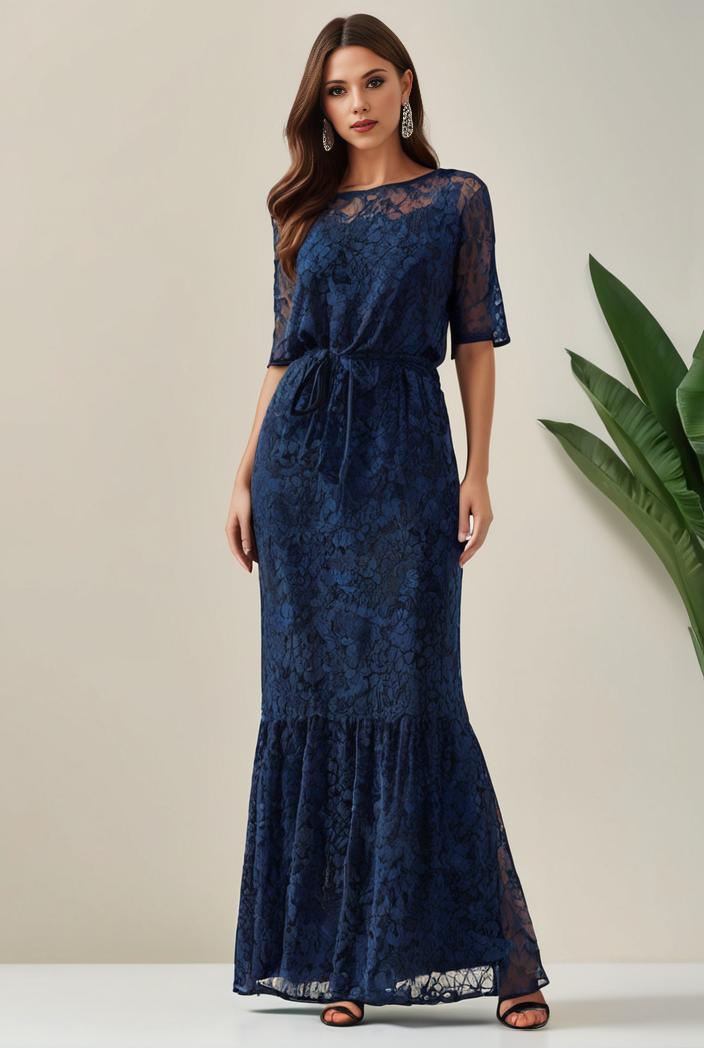 3 4 sleeve bodycon plunging back sequin evening dress 100004