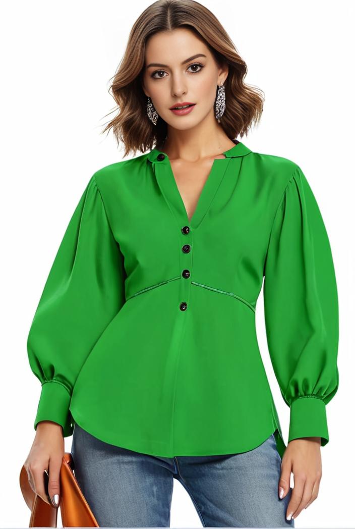 plus size casual blouse women s plus solid button up lantern sleeve turn down collar nipped waist blouse 101658