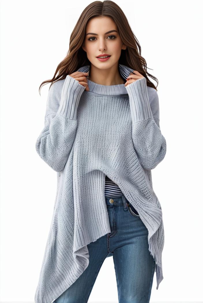 plus size casual sweater women s plus solid tassel trim long sleeve cowl neck high stretch jumper 101748