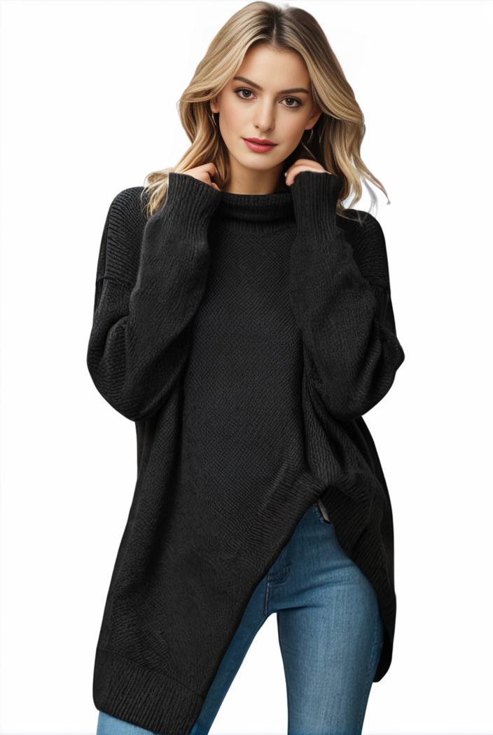 plus size casual sweater women s plus solid tassel trim long sleeve cowl neck high stretch jumper 101752