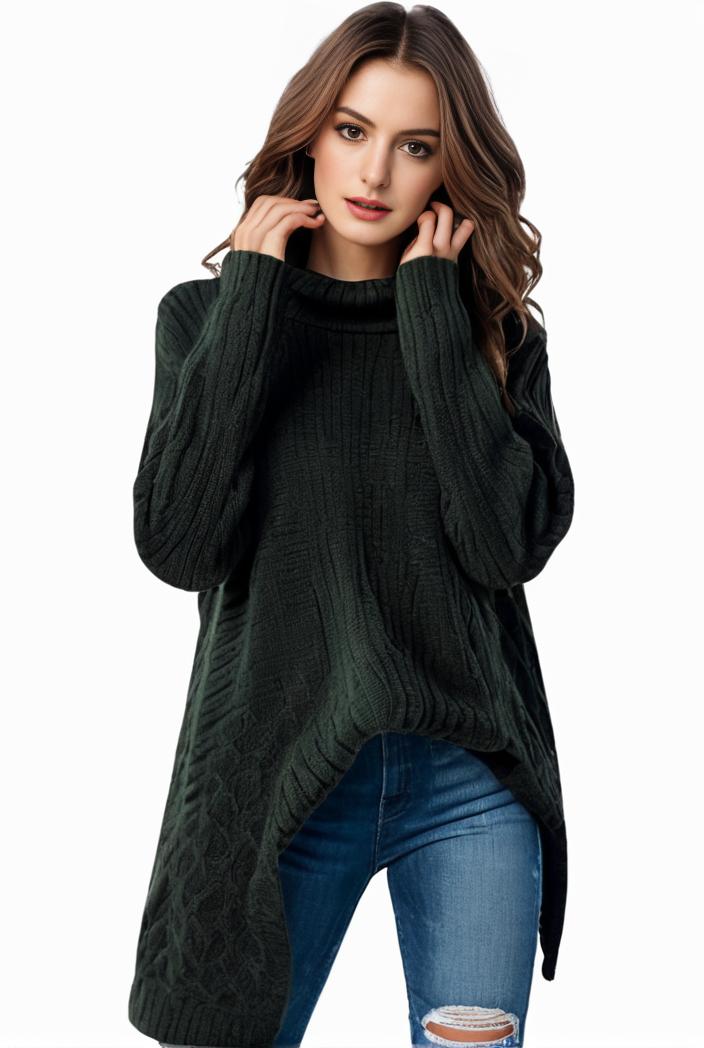 plus size casual sweater women s plus solid tassel trim long sleeve cowl neck high stretch jumper 101754